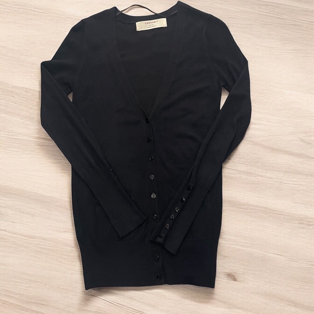 Zara knit fitted Black Cardigan S